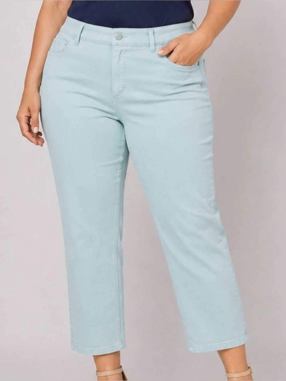 Denim & Co. Women's Petite Pants 12P Classic Colored Ankle Jeans Blue A687857